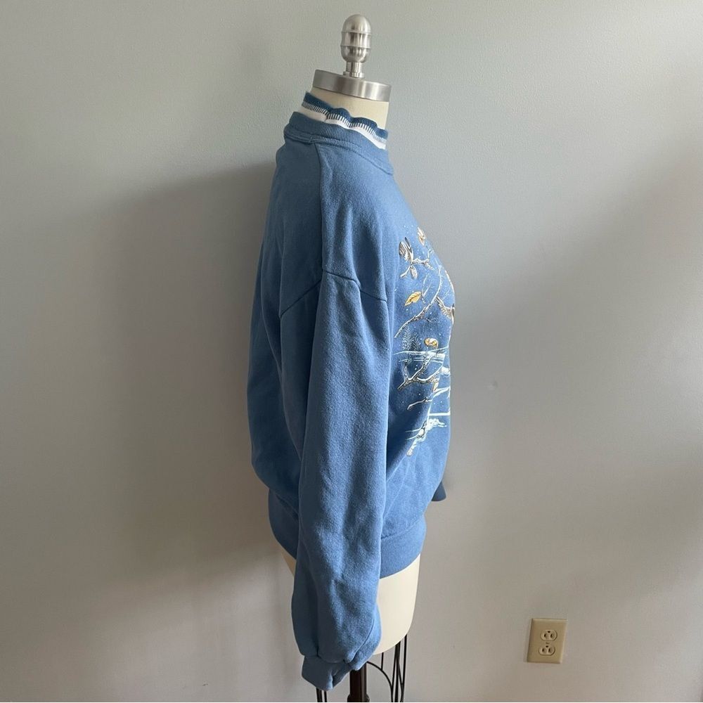 Vintage Morning Sun Winter Birds Having Fun Sweatshirt- Size Medium - Picture 8 of 11